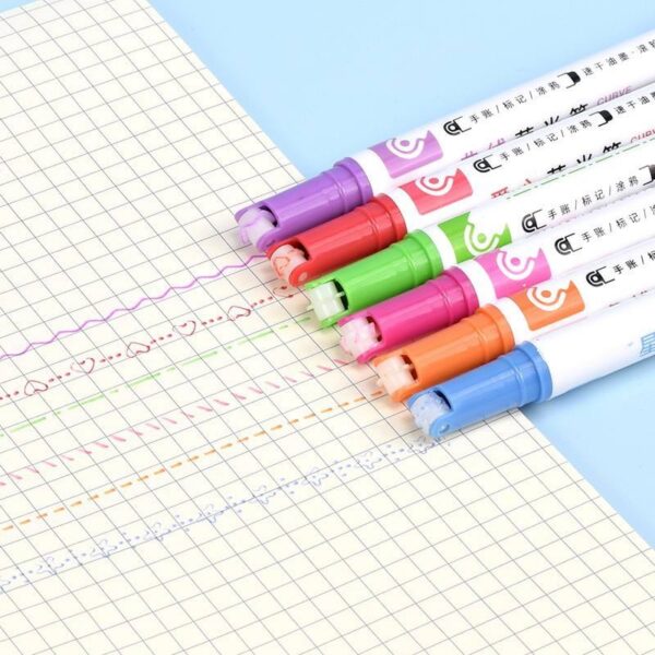 6 Pcs Colour Roller Highlighter Pen Set