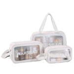 3 Pcs Set Clear PVC Waterproof Cosmetic Travel Bag - Image 3