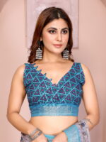 Linen Cotton Saree – Soft Lightweight Floral Design Saree - Image 6