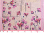 Linen Cotton Saree – Soft Floral Print Saree with Pink Border - Image 2