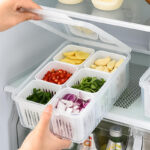 Refrigerator Storage Box 6-Grid – Clear Fridge Organizer & Food Crisper - Image 4