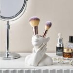 Female Face Design Vase – Modern Decorative Brush & Pen Holder (White) - Image 4