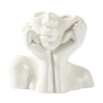 Female Face Design Vase – Modern Decorative Brush & Pen Holder (White) - Image 2